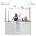4-fold Tempered Glass Shower Screen Bath Screen For Walk-in Tubs