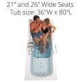 Big4two Two Seat Walk-in Bathtub With Outward Swing Door, Air + Hydro + Independent Foot Massage 36″x80″ (91cm X 203cm)