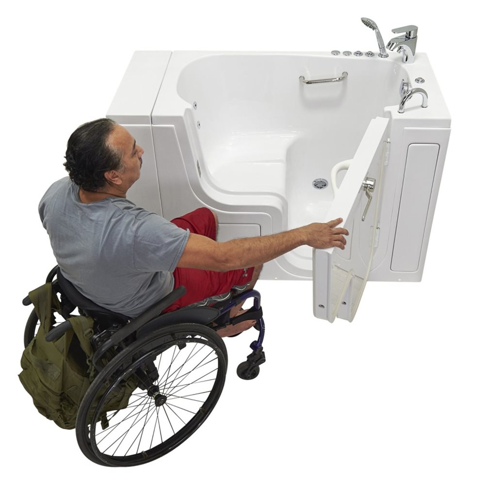 Transfer26 Outward Swing Door Wheelchair Accessible Acrylic Walk-in Bathtub – 26″w X 52″l (66cm X 132cm)