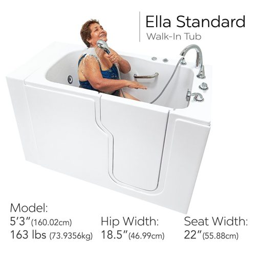 Ella Standard 30″x52” Acrylic Hydro Therapy Massage Walk-In Tub - standard web text |
