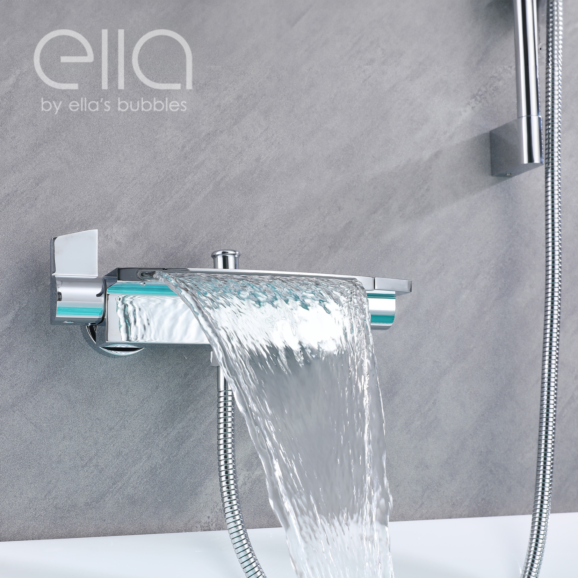Waterfall Bathtub Faucet Wall Mount with 24" Slider and Hand Held Shower - DT9A6019 |