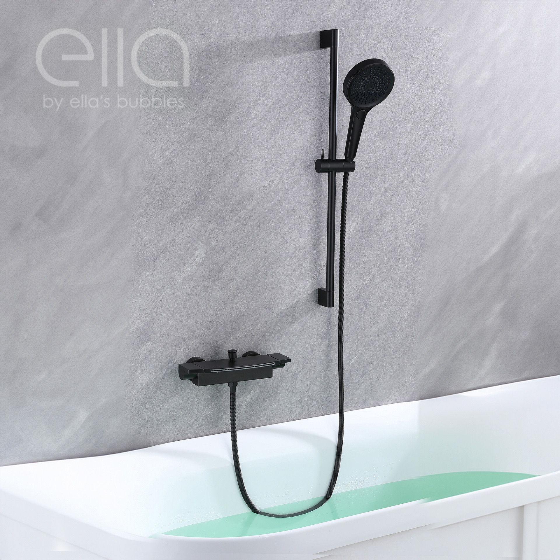 Waterfall Bathtub Faucet Wall Mount with 24" Slider and Hand Held Shower - DT9A6076 |
