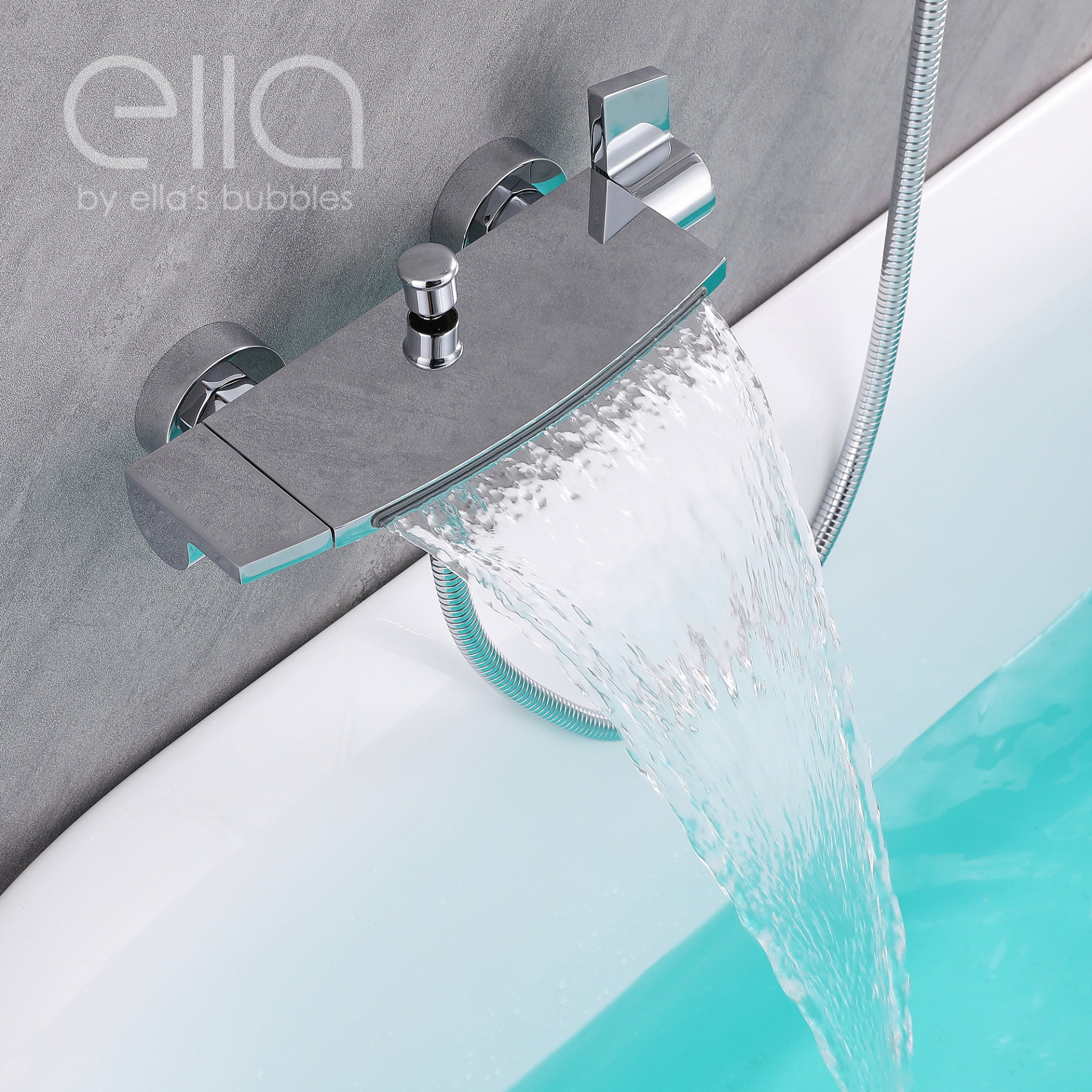 Waterfall Bathtub Faucet Wall Mount with 24" Slider and Hand Held Shower - DT9A6021 |