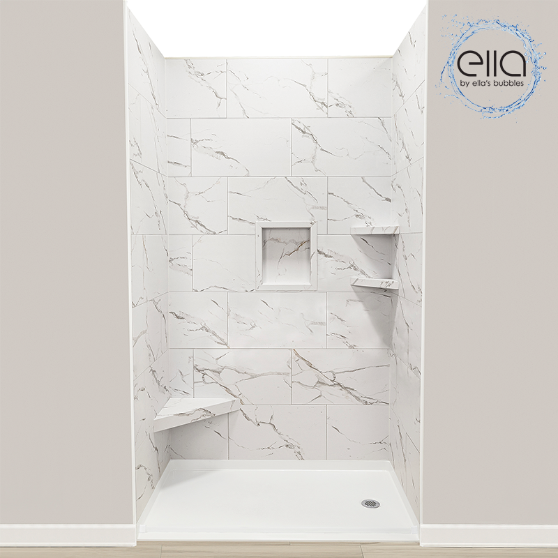 Tongue & Groove PVC Carrara Tile 25"x15" - shower bases bathtubs gallery 1 |