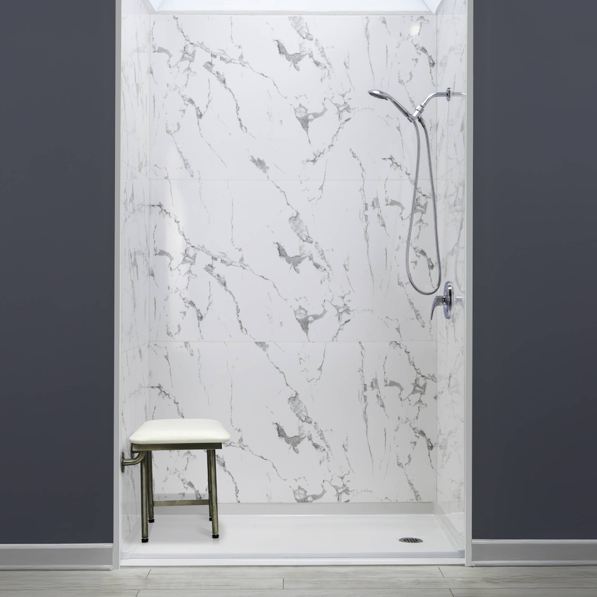 Acrylic Shower Wall Surround 9 Piece 36″ x 60″ x 96″ - Acrylic Shower Wall Surround 9 Piece folded seat |