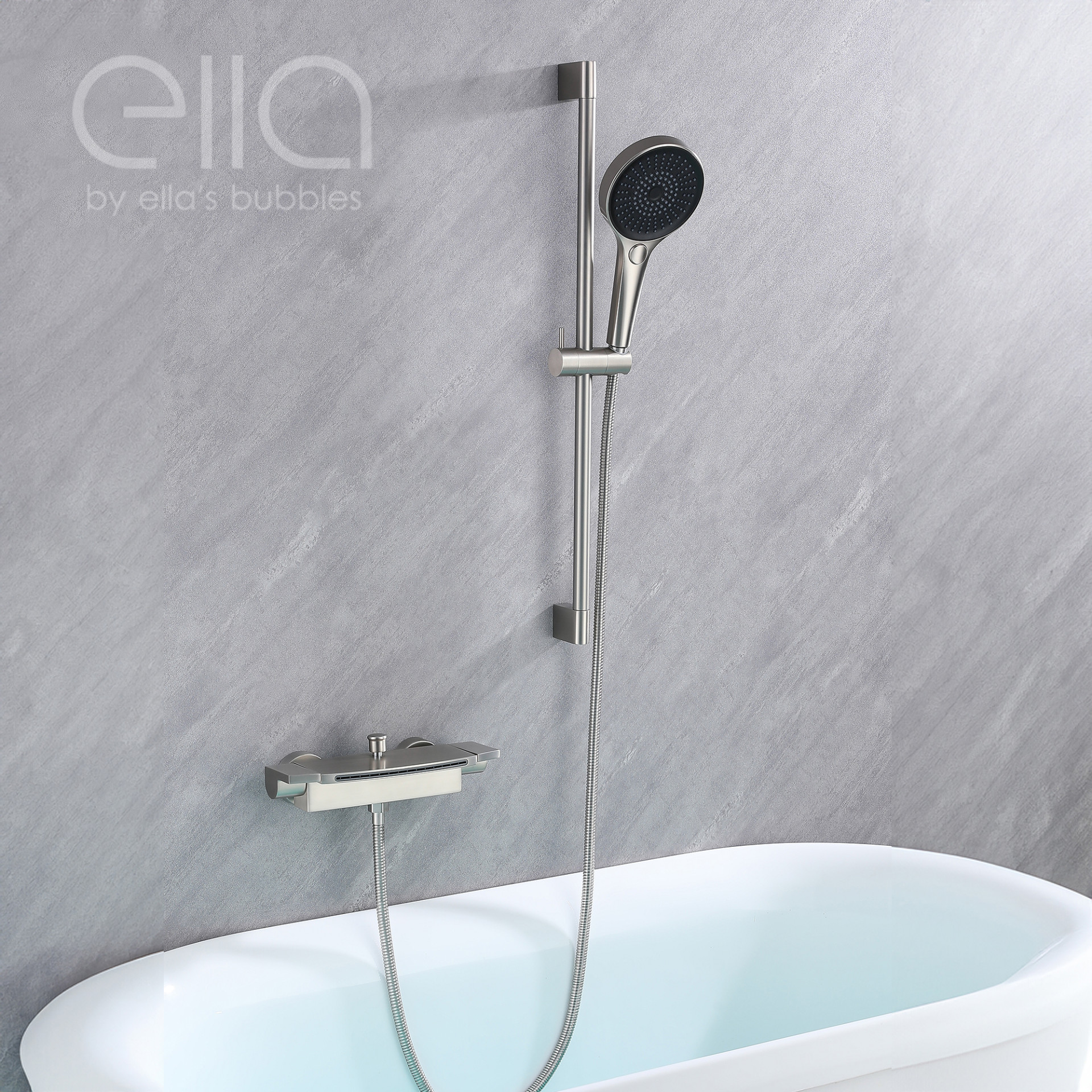 Waterfall Bathtub Faucet Wall Mount with 24" Slider and Hand Held Shower - DT9A6029 |