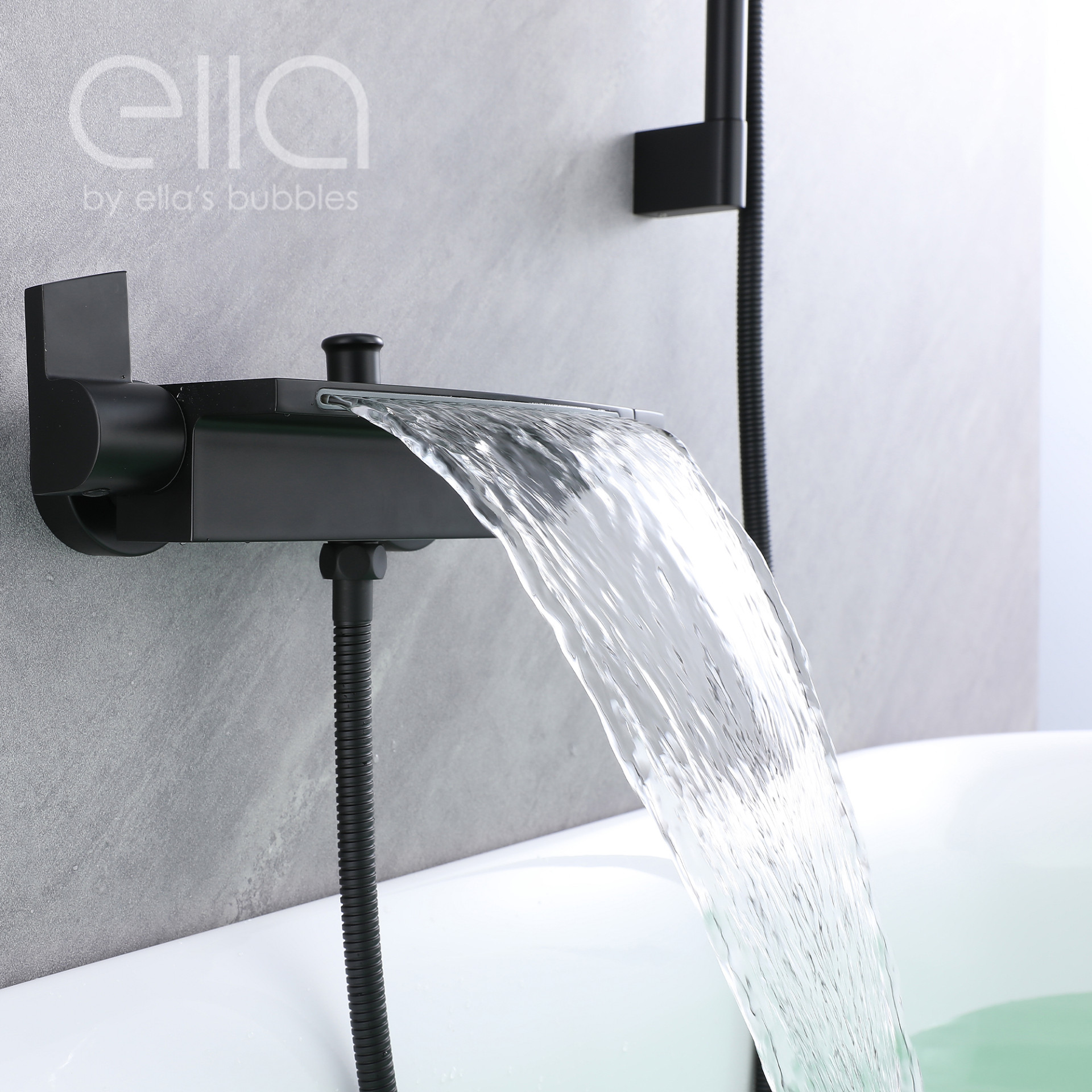 Waterfall Bathtub Faucet Wall Mount with 24" Slider and Hand Held Shower - DT9A6089 |
