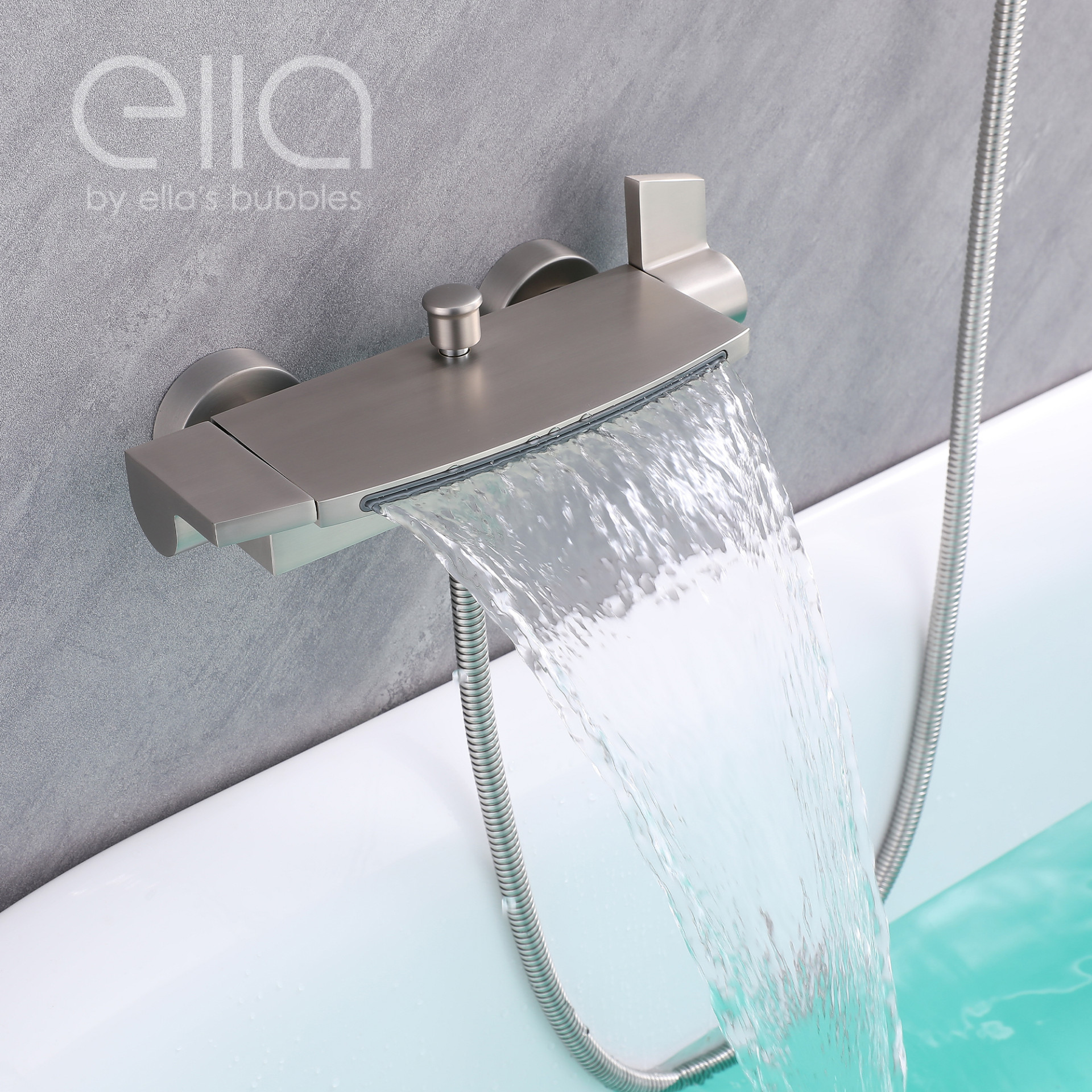 Waterfall Bathtub Faucet Wall Mount with 24" Slider and Hand Held Shower - DT9A6033 |