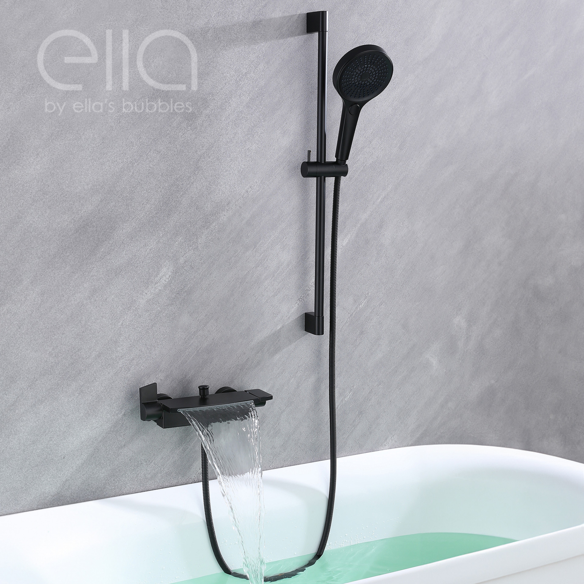 Waterfall Bathtub Faucet Wall Mount with 24" Slider and Hand Held Shower - DT9A6079 1 |